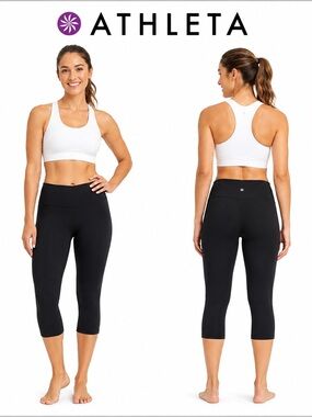 Athleta Chaturanga Black Capri/Crop Leggings Medium